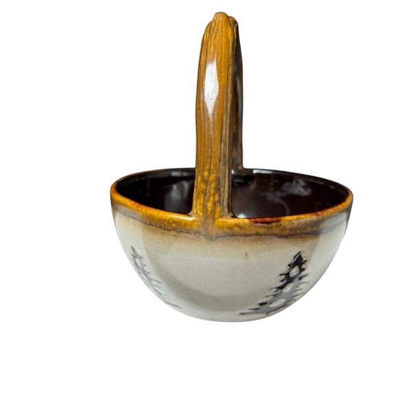 Home Studio Woodland Pottery Stoneware Basket with Handle Discontinued Cabincore - Picture 5 of 10